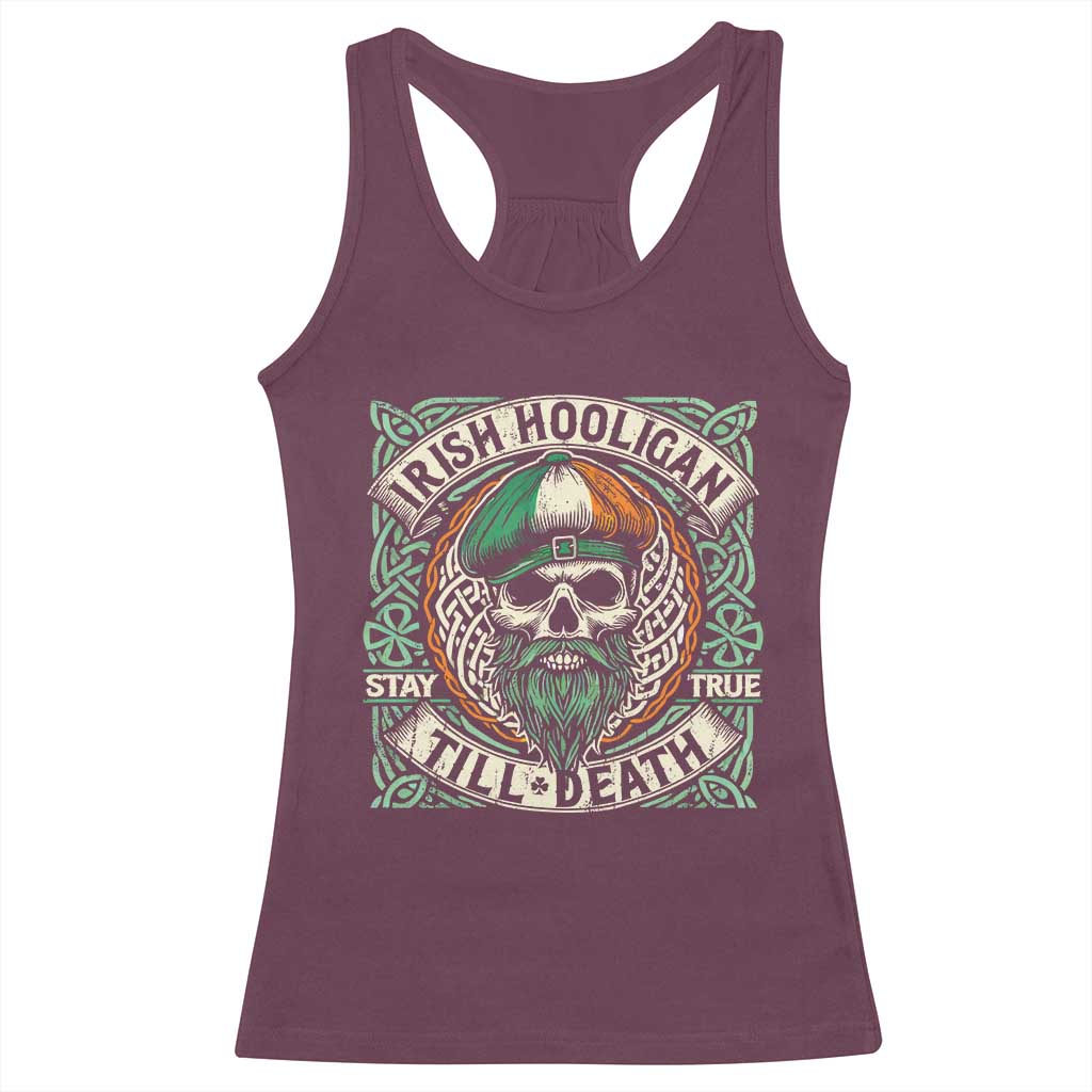 Irish Pride Racerback Tank Top Irish Hooligan Ireland Flag Skull TS09 Maroon Print Your Wear