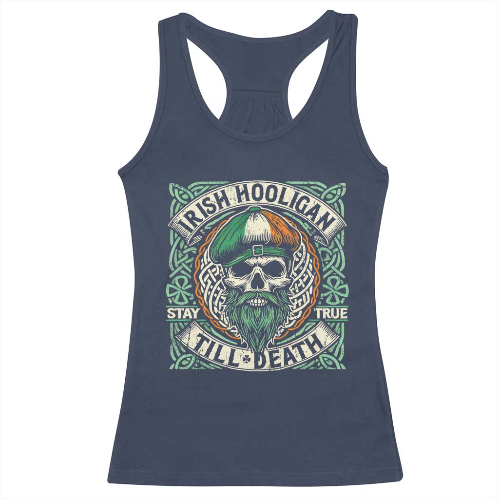 Irish Pride Racerback Tank Top Irish Hooligan Ireland Flag Skull TS09 Navy Print Your Wear