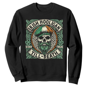 Irish Pride Sweatshirt Irish Hooligan Ireland Flag Skull TS09 Black Print Your Wear