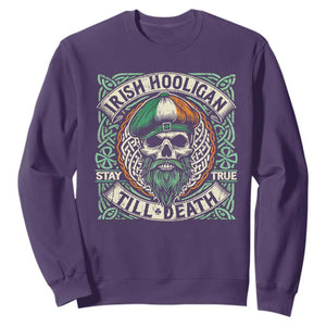Irish Pride Sweatshirt Irish Hooligan Ireland Flag Skull TS09 Purple Print Your Wear