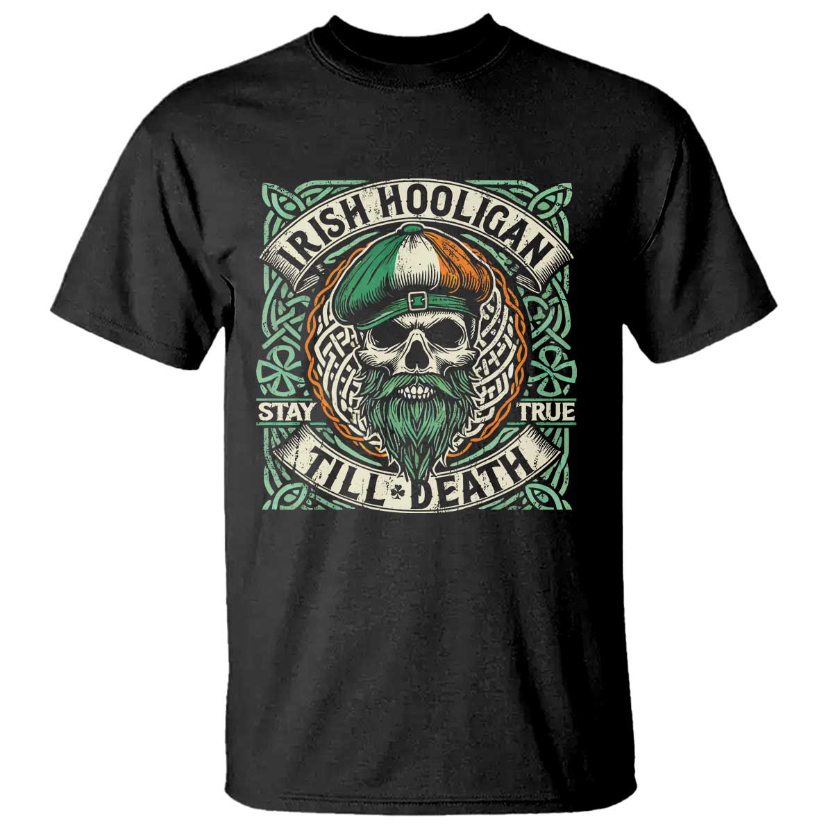 Irish Pride T Shirt Irish Hooligan Ireland Flag Skull TS09 Black Print Your Wear