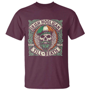 Irish Pride T Shirt Irish Hooligan Ireland Flag Skull TS09 Maroon Print Your Wear