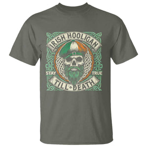 Irish Pride T Shirt Irish Hooligan Ireland Flag Skull TS09 Military Green Print Your Wear