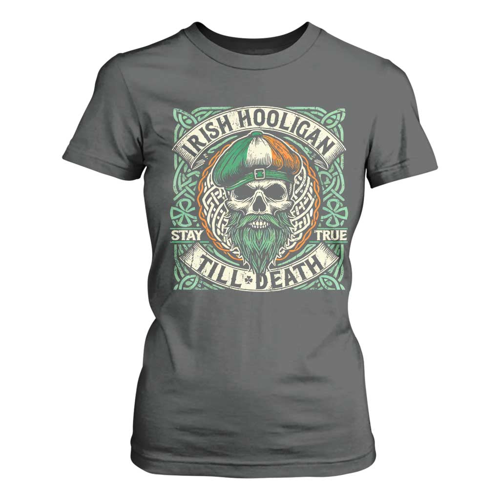 Irish Pride T Shirt For Women Irish Hooligan Ireland Flag Skull TS09 Dark Heather Print Your Wear