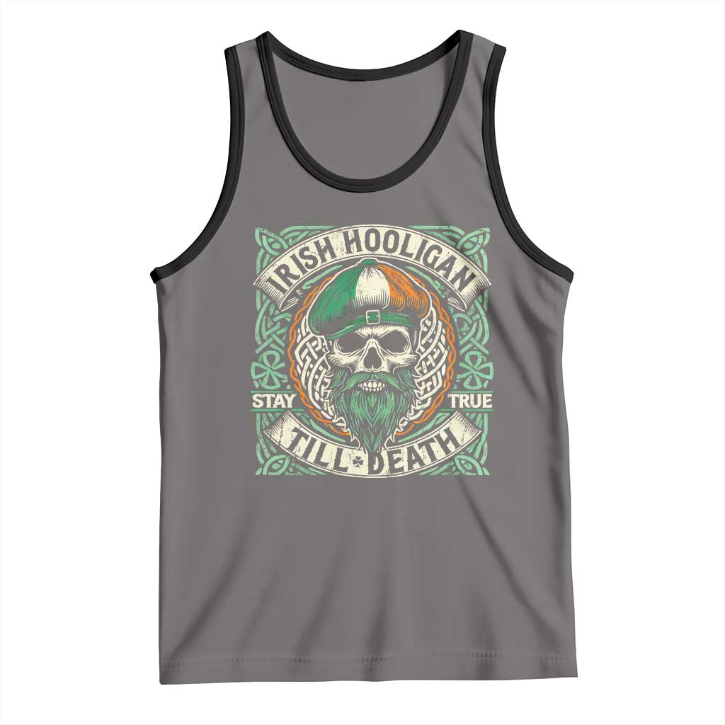 Irish Pride Tank Top Irish Hooligan Ireland Flag Skull TS09 Deep Heather Black Print Your Wear