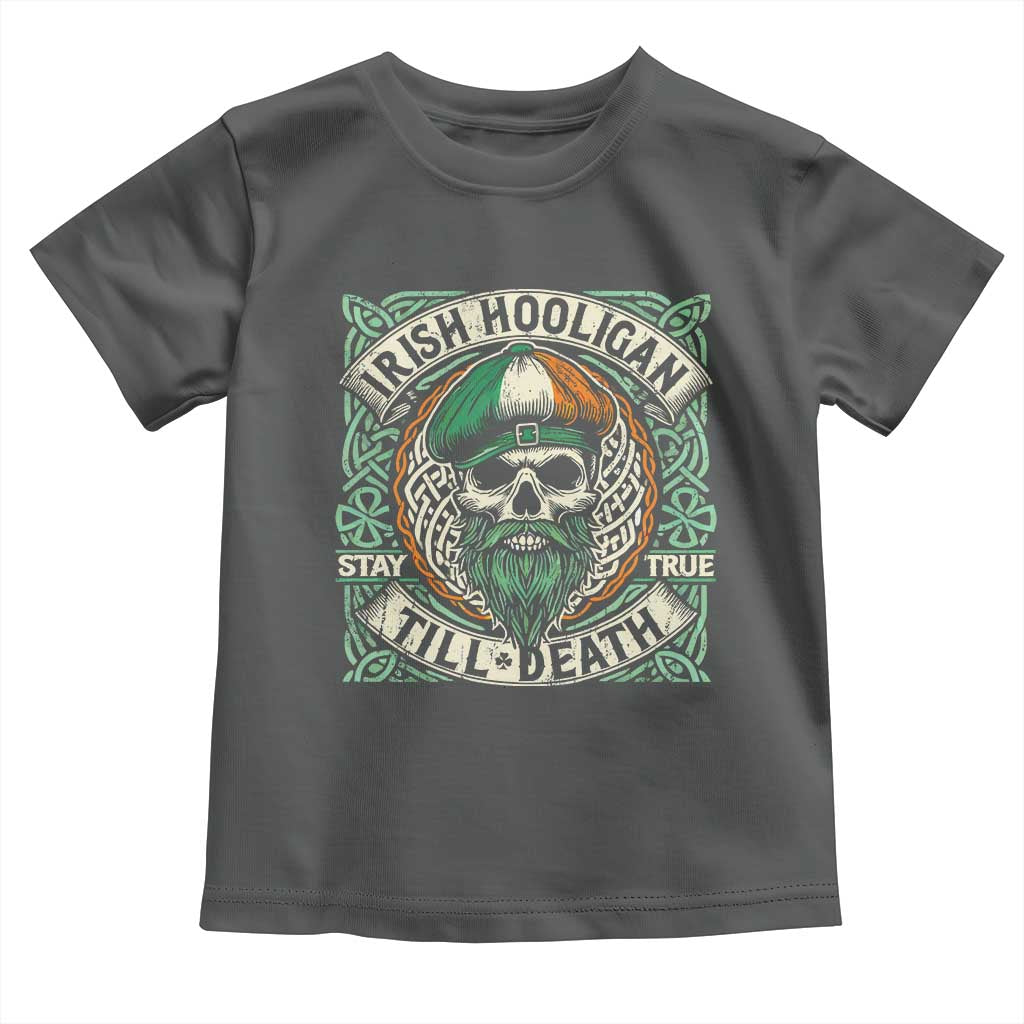 Irish Pride Toddler T Shirt Irish Hooligan Ireland Flag Skull TS09 Dark Heather Print Your Wear