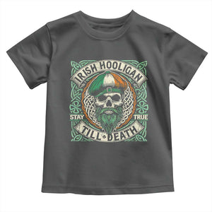 Irish Pride Toddler T Shirt Irish Hooligan Ireland Flag Skull TS09 Dark Heather Print Your Wear