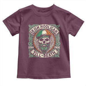 Irish Pride Toddler T Shirt Irish Hooligan Ireland Flag Skull TS09 Maroon Print Your Wear