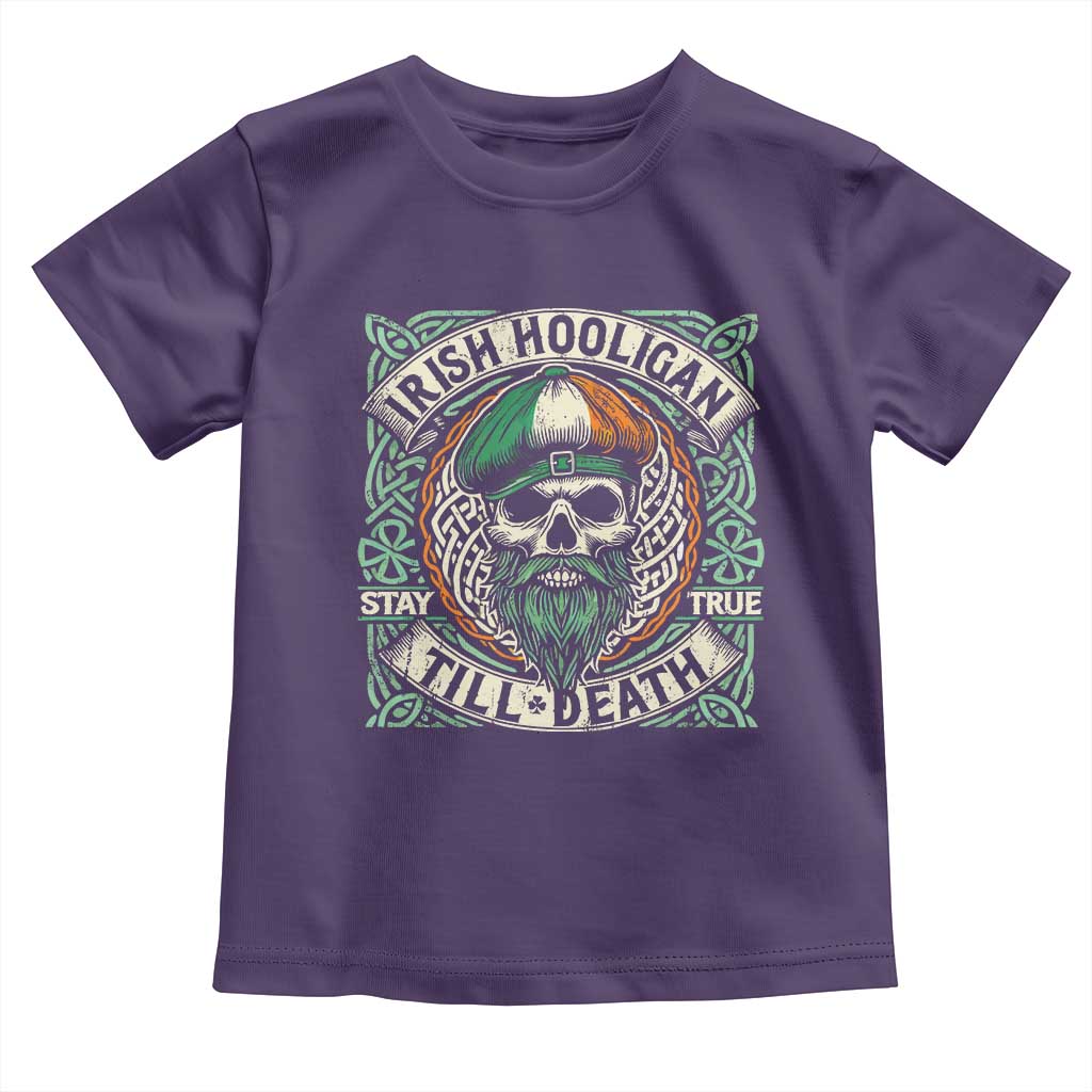 Irish Pride Toddler T Shirt Irish Hooligan Ireland Flag Skull TS09 Purple Print Your Wear