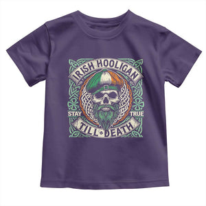 Irish Pride Toddler T Shirt Irish Hooligan Ireland Flag Skull TS09 Purple Print Your Wear