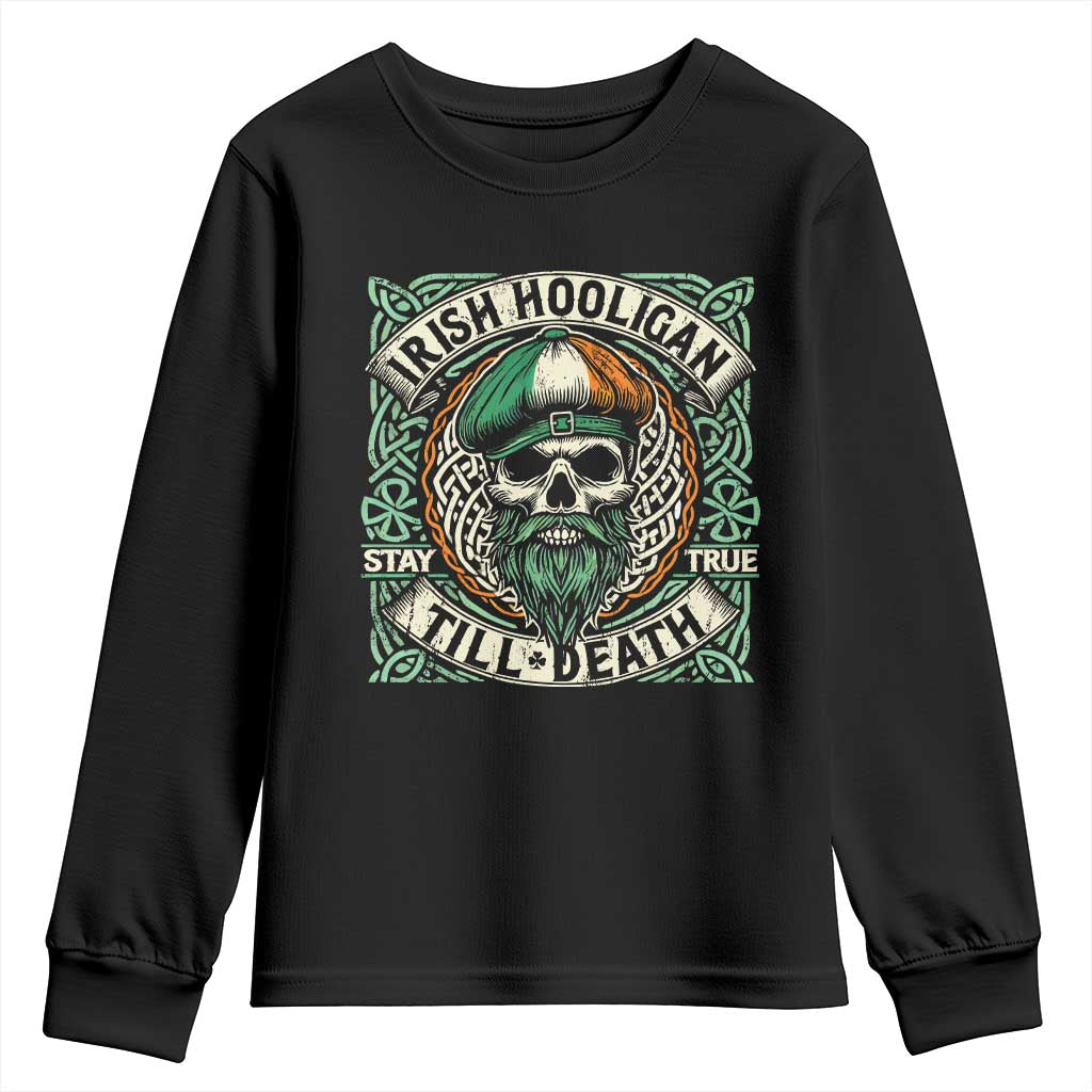 Irish Pride Youth Sweatshirt Irish Hooligan Ireland Flag Skull TS09 Black Print Your Wear