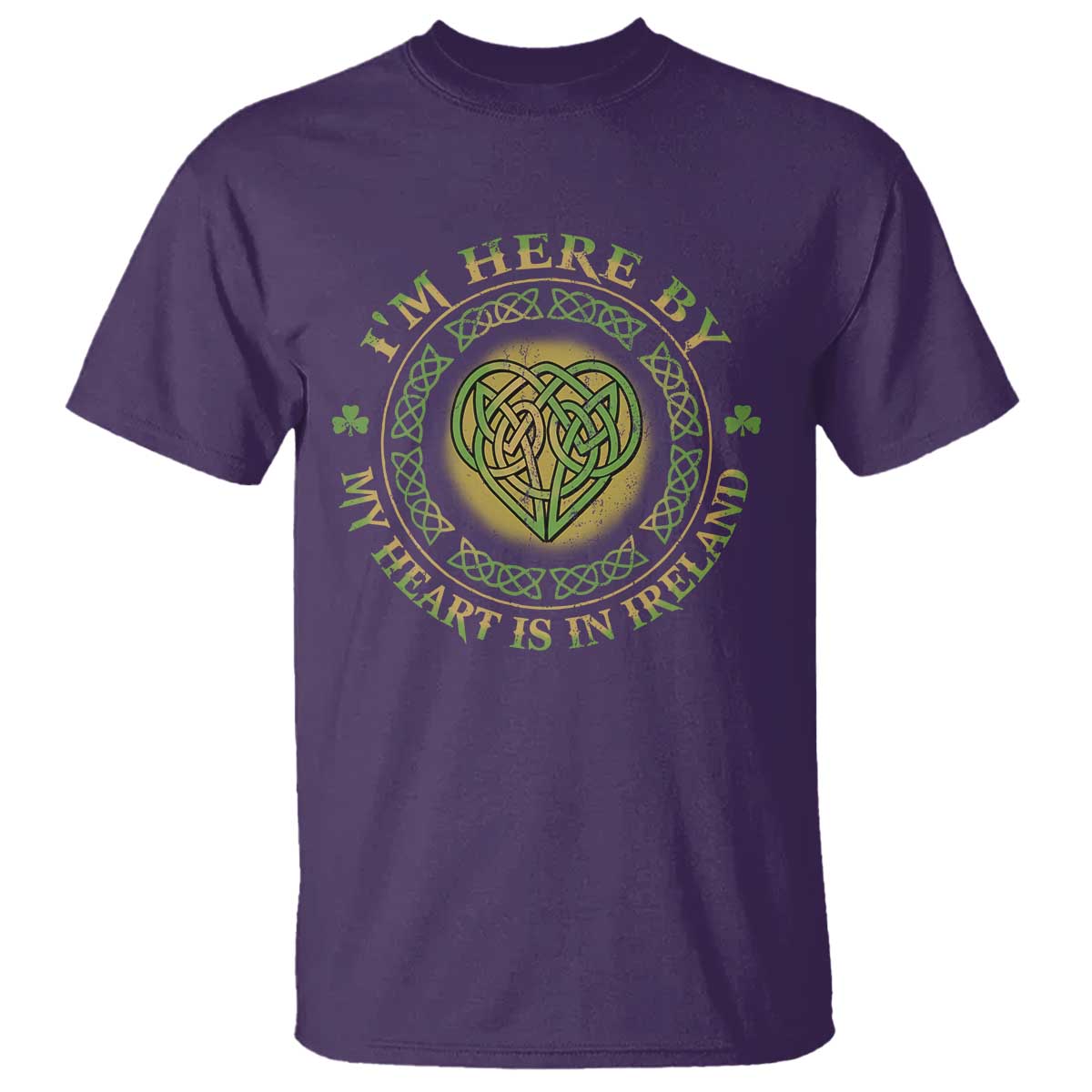 Irish Pride T Shirt I May Be Here But My Heart Is In Ireland TS09 Purple Print Your Wear