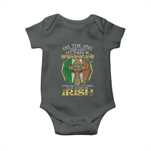 Irish Pride Baby Onesie God Said Let There Be Shenanigans And Malarkey In The World So He Created The Irish TS09 Dark Heather Print Your Wear