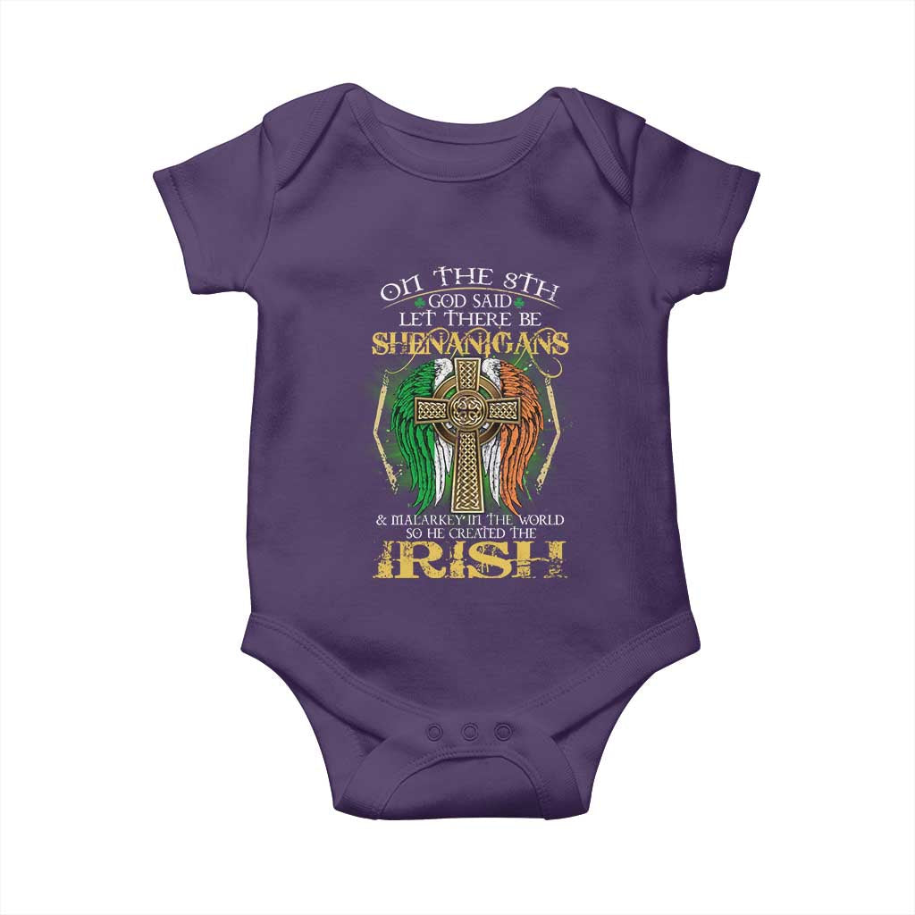 Irish Pride Baby Onesie God Said Let There Be Shenanigans And Malarkey In The World So He Created The Irish TS09 Purple Print Your Wear