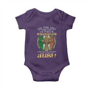 Irish Pride Baby Onesie God Said Let There Be Shenanigans And Malarkey In The World So He Created The Irish TS09 Purple Print Your Wear