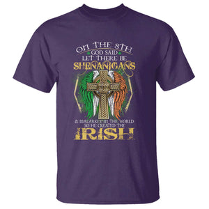 Irish Pride T Shirt God Said Let There Be Shenanigans And Malarkey In The World So He Created The Irish TS09 Purple Print Your Wear