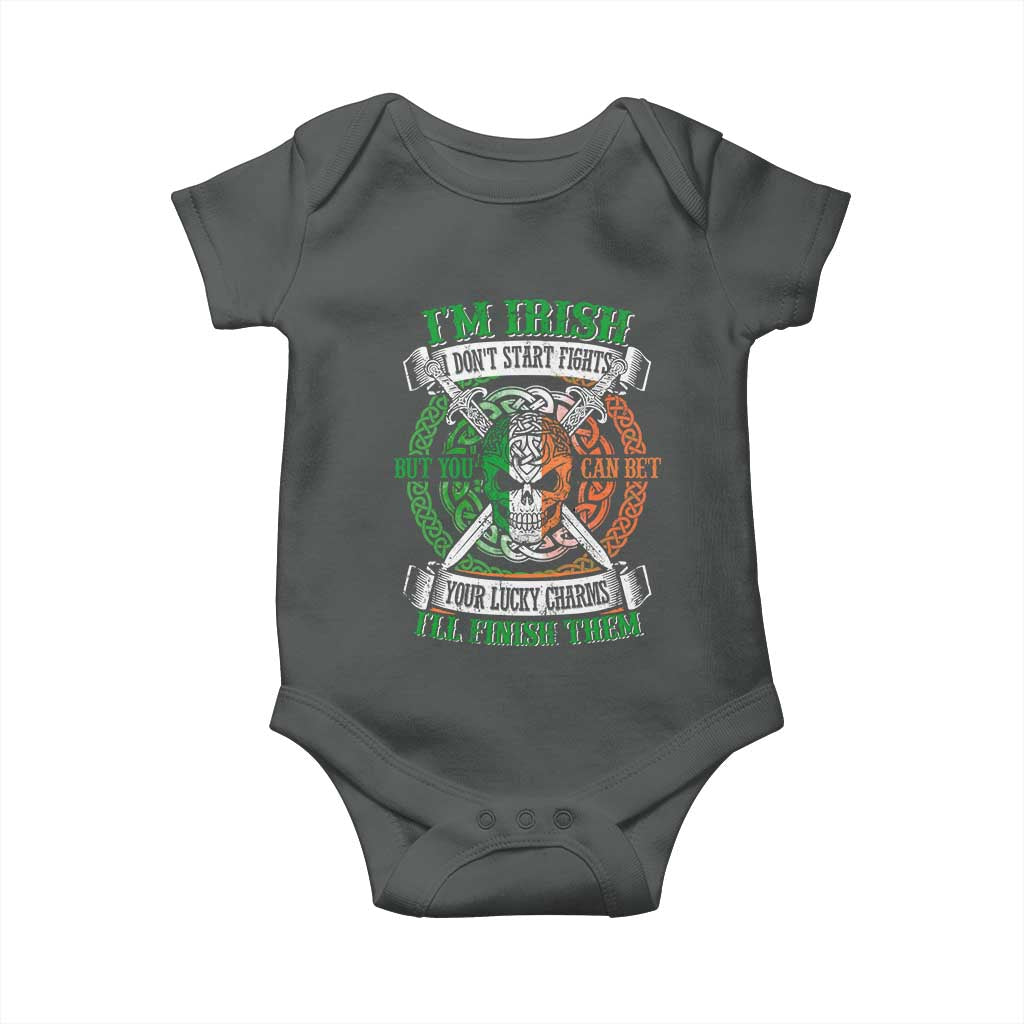 Irish Pride Baby Onesie You Can Bet Your Lucky Charms I'll Finish Them TS09 Dark Heather Print Your Wear
