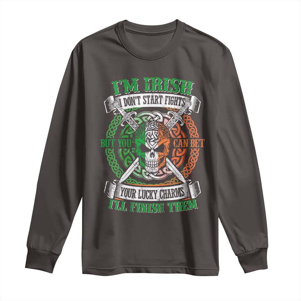 Irish Pride Long Sleeve Shirt You Can Bet Your Lucky Charms I'll Finish Them TS09 Dark Chocolate Print Your Wear