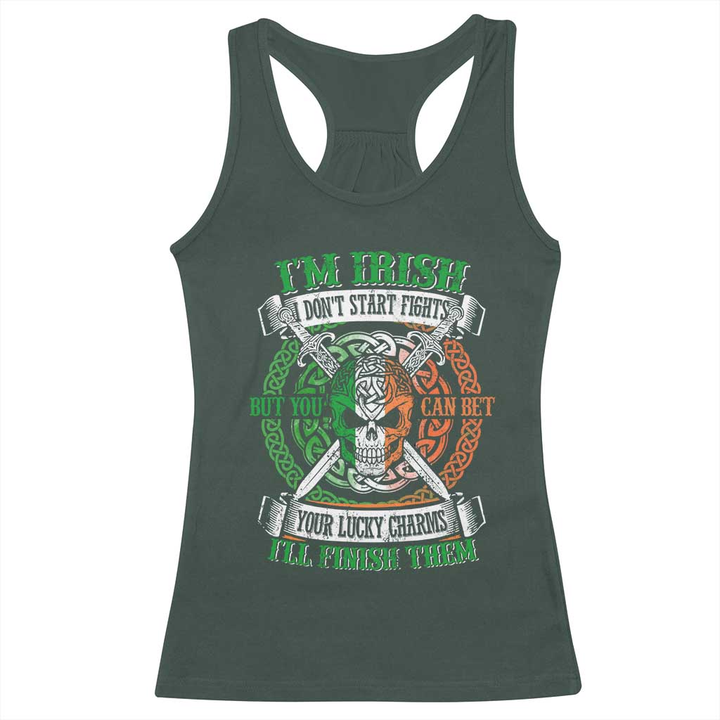 Irish Pride Racerback Tank Top You Can Bet Your Lucky Charms I'll Finish Them TS09 Dark Forest Green Print Your Wear