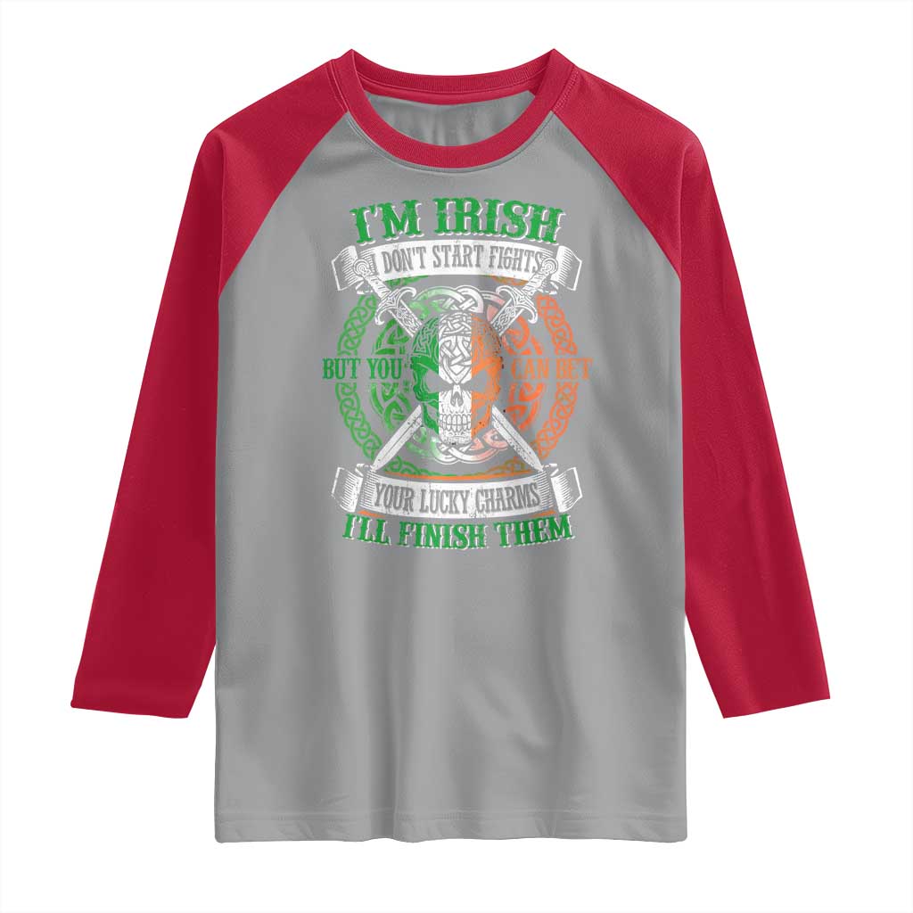 Irish Pride Raglan Shirt You Can Bet Your Lucky Charms I'll Finish Them TS09 Sport Gray Red Print Your Wear
