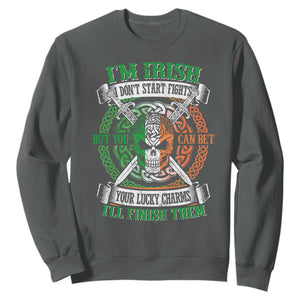 Irish Pride Sweatshirt You Can Bet Your Lucky Charms I'll Finish Them TS09 Dark Heather Print Your Wear