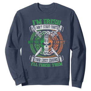 Irish Pride Sweatshirt You Can Bet Your Lucky Charms I'll Finish Them TS09 Navy Print Your Wear