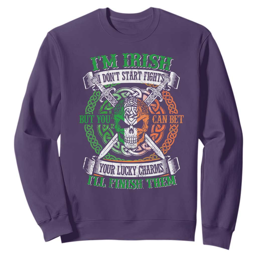 Irish Pride Sweatshirt You Can Bet Your Lucky Charms I'll Finish Them TS09 Purple Print Your Wear