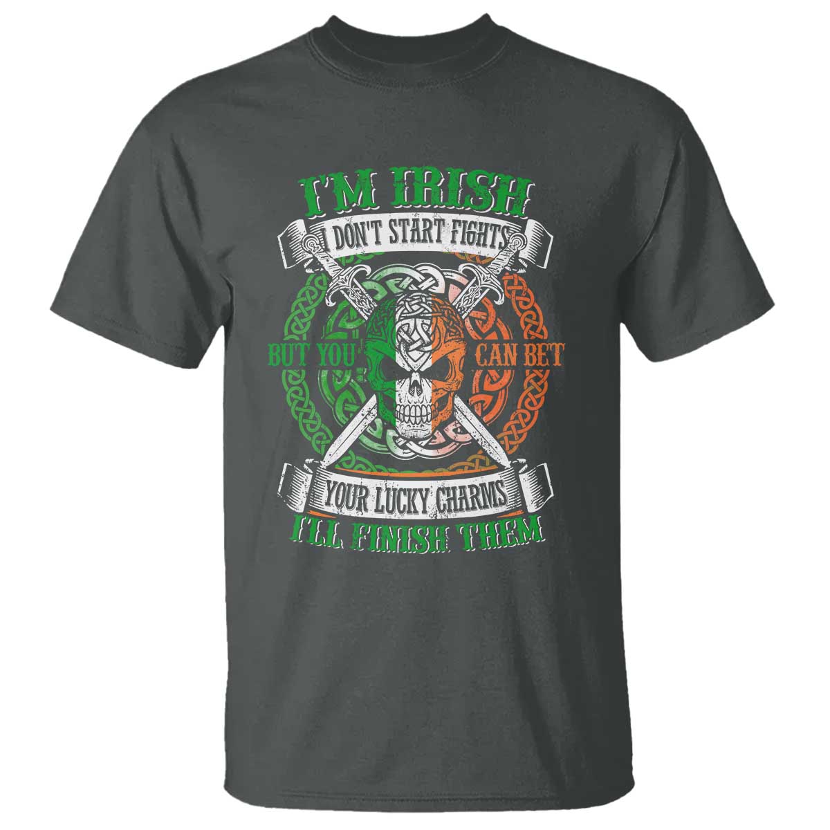 Irish Pride T Shirt You Can Bet Your Lucky Charms I'll Finish Them TS09 Dark Heather Print Your Wear