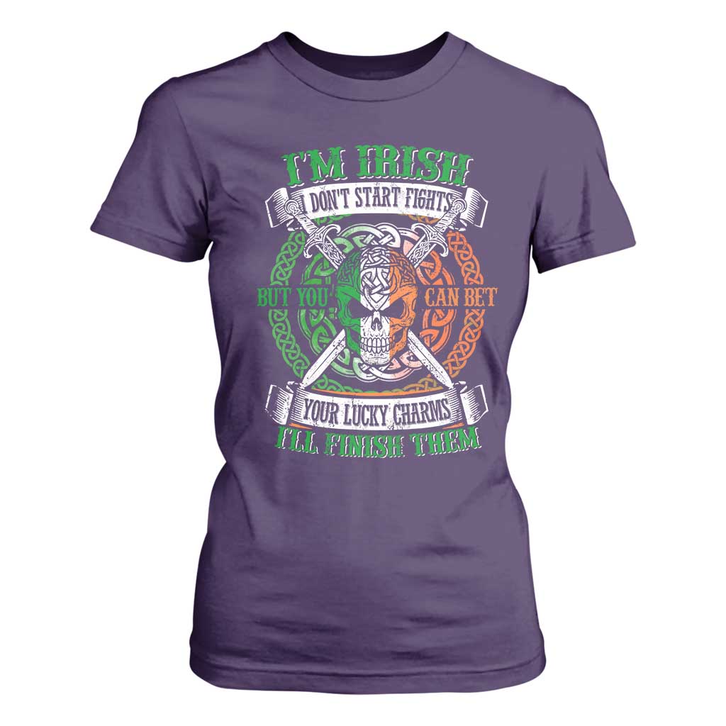 Irish Pride T Shirt For Women You Can Bet Your Lucky Charms I'll Finish Them TS09 Purple Print Your Wear
