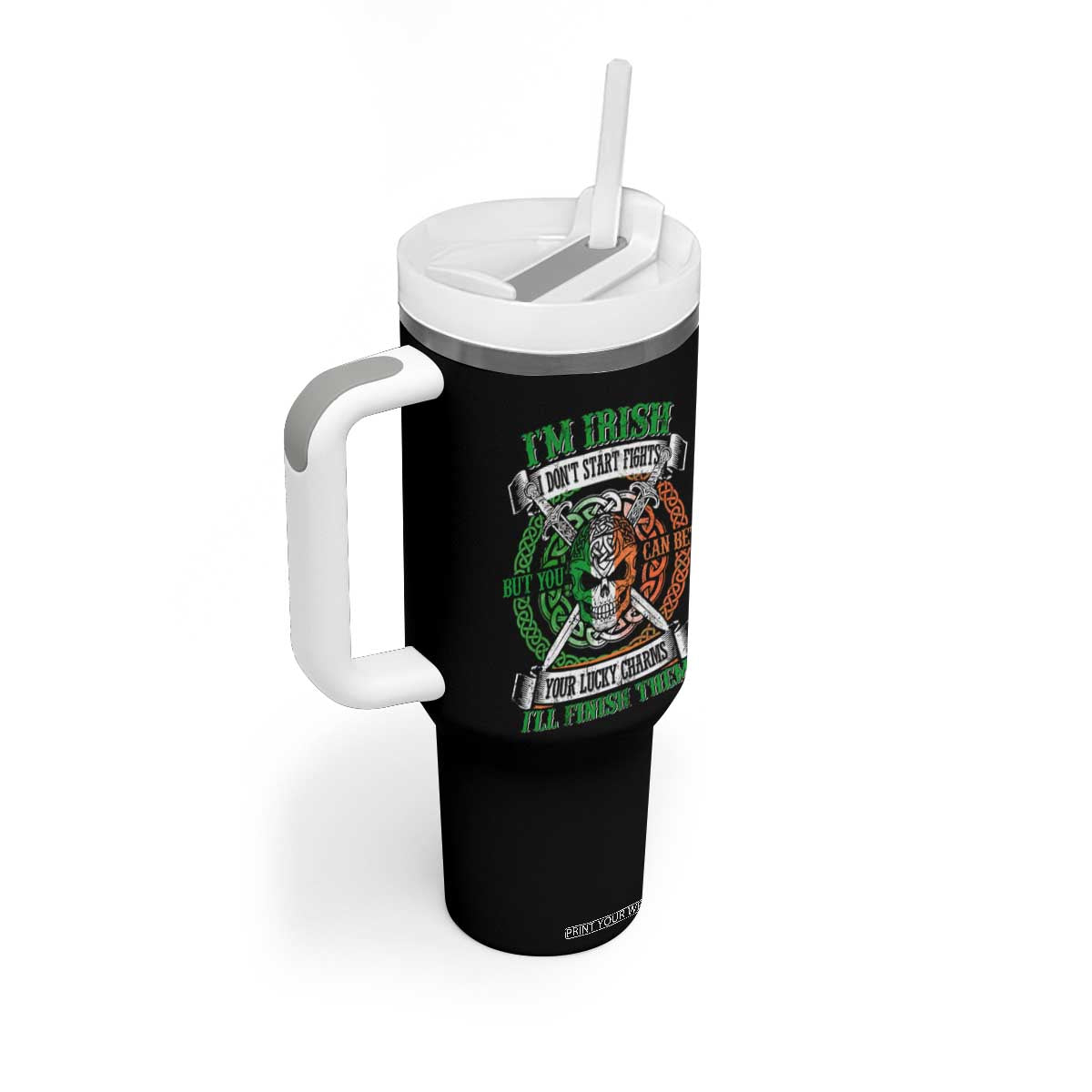 Irish Pride Tumbler With Handle You Can Bet Your Lucky Charms I'll Finish Them TS09 Print Your Wear
