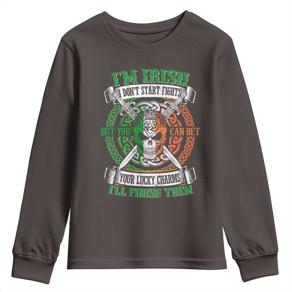 Irish Pride Youth Sweatshirt You Can Bet Your Lucky Charms I'll Finish Them TS09 Dark Chocolate Print Your Wear