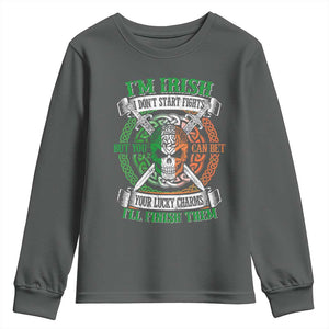Irish Pride Youth Sweatshirt You Can Bet Your Lucky Charms I'll Finish Them TS09 Dark Heather Print Your Wear