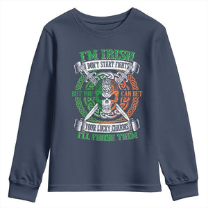 Irish Pride Youth Sweatshirt You Can Bet Your Lucky Charms I'll Finish Them TS09 Navy Print Your Wear