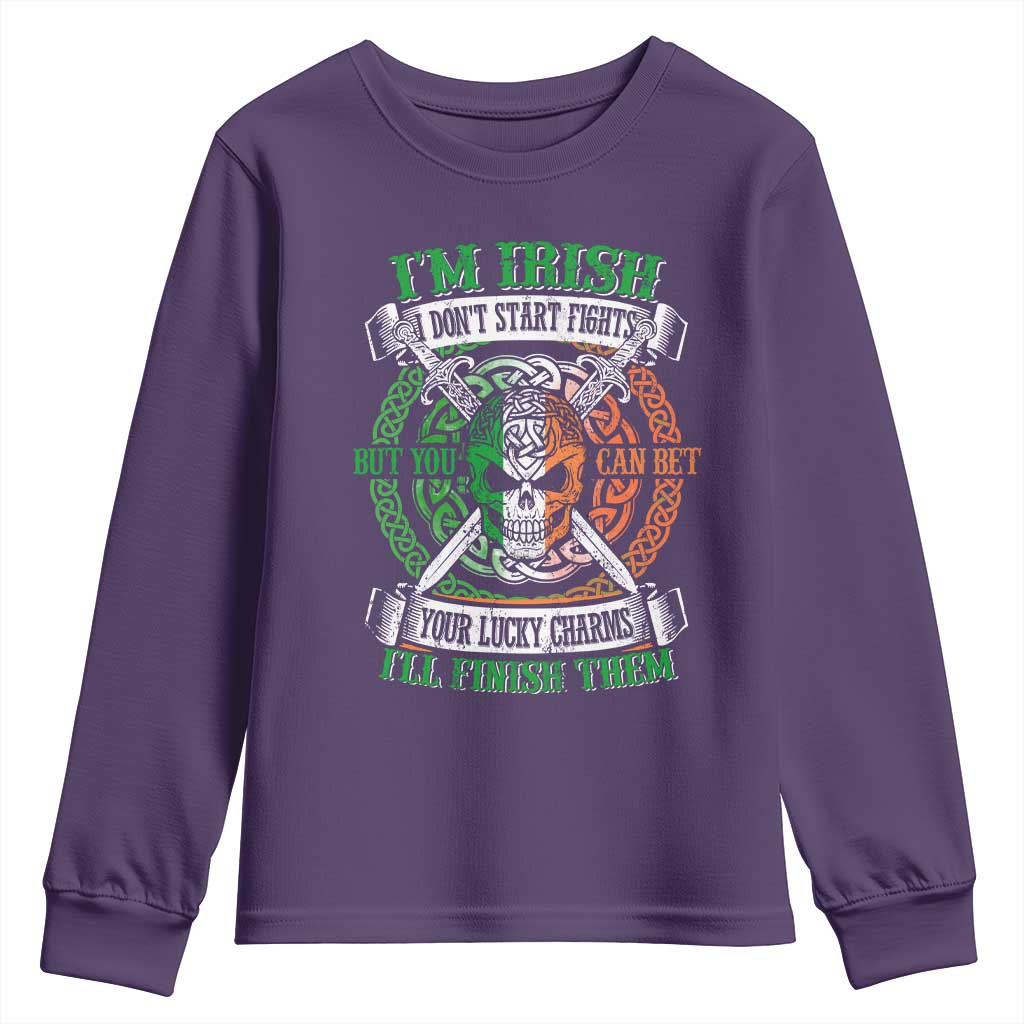 Irish Pride Youth Sweatshirt You Can Bet Your Lucky Charms I'll Finish Them TS09 Purple Print Your Wear