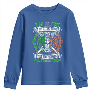 Irish Pride Youth Sweatshirt You Can Bet Your Lucky Charms I'll Finish Them TS09 Royal Blue Print Your Wear