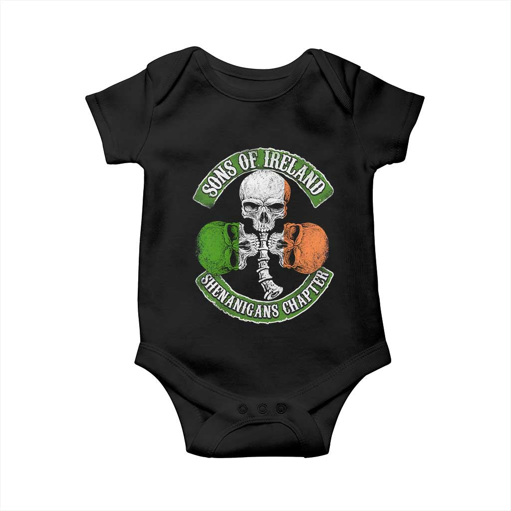 Irish Pride Baby Onesie Sons Of Ireland Shenanigans Chapter Skull Shamrock TS09 Black Print Your Wear