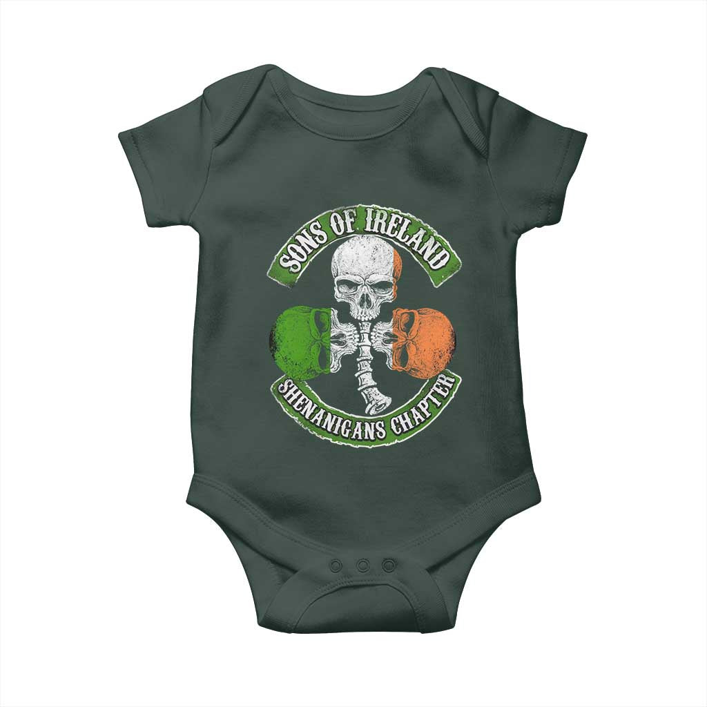 Irish Pride Baby Onesie Sons Of Ireland Shenanigans Chapter Skull Shamrock TS09 Print Your Wear