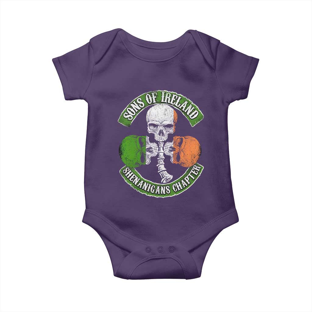 Irish Pride Baby Onesie Sons Of Ireland Shenanigans Chapter Skull Shamrock TS09 Purple Print Your Wear