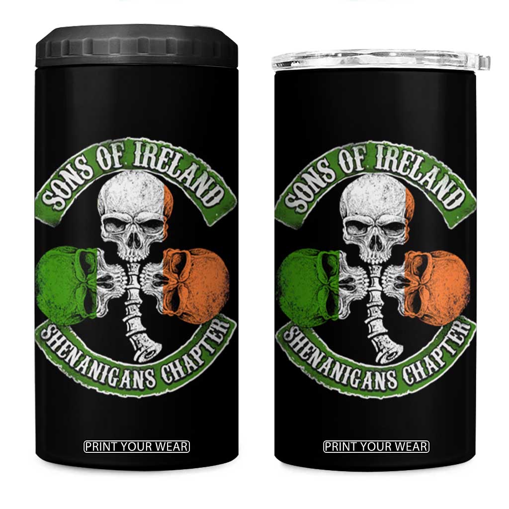 Irish Pride 4 in 1 Can Cooler Tumbler Sons Of Ireland Shenanigans Chapter Skull Shamrock TS09 One Size: 16 oz Black Print Your Wear
