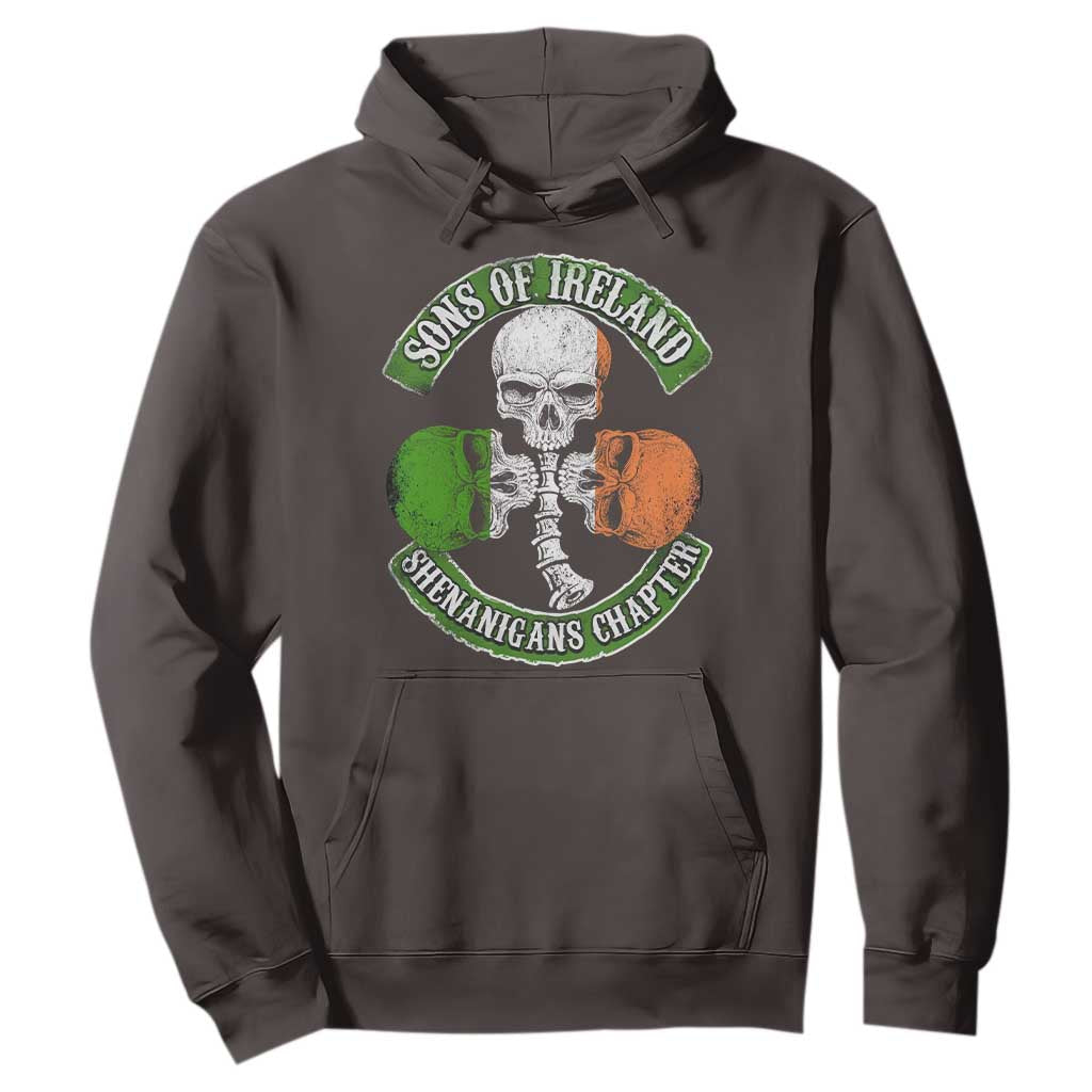 Irish Pride Hoodie Sons Of Ireland Shenanigans Chapter Skull Shamrock TS09 Dark Chocolate Print Your Wear