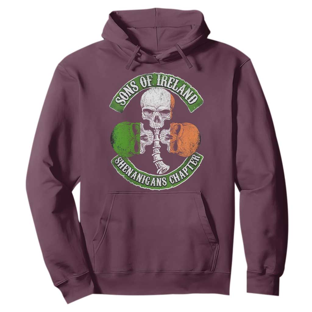 Irish Pride Hoodie Sons Of Ireland Shenanigans Chapter Skull Shamrock TS09 Maroon Print Your Wear