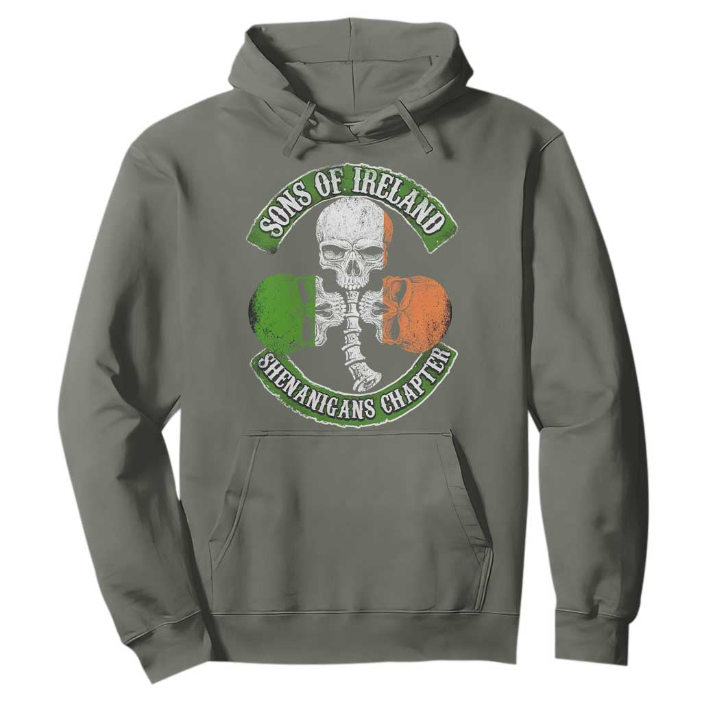 Irish Pride Hoodie Sons Of Ireland Shenanigans Chapter Skull Shamrock TS09 Military Green Print Your Wear