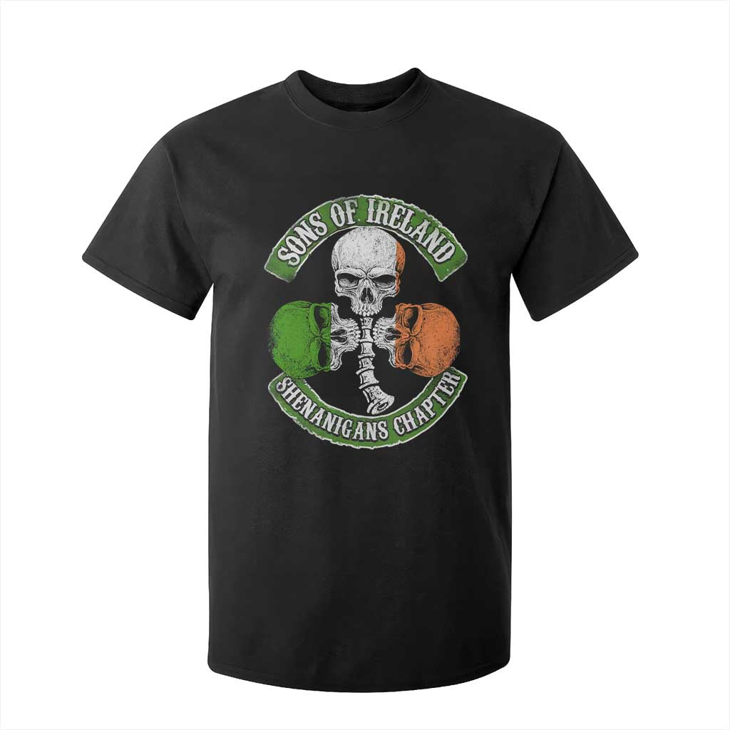 Irish Pride T Shirt For Kid Sons Of Ireland Shenanigans Chapter Skull Shamrock TS09 Black Print Your Wear