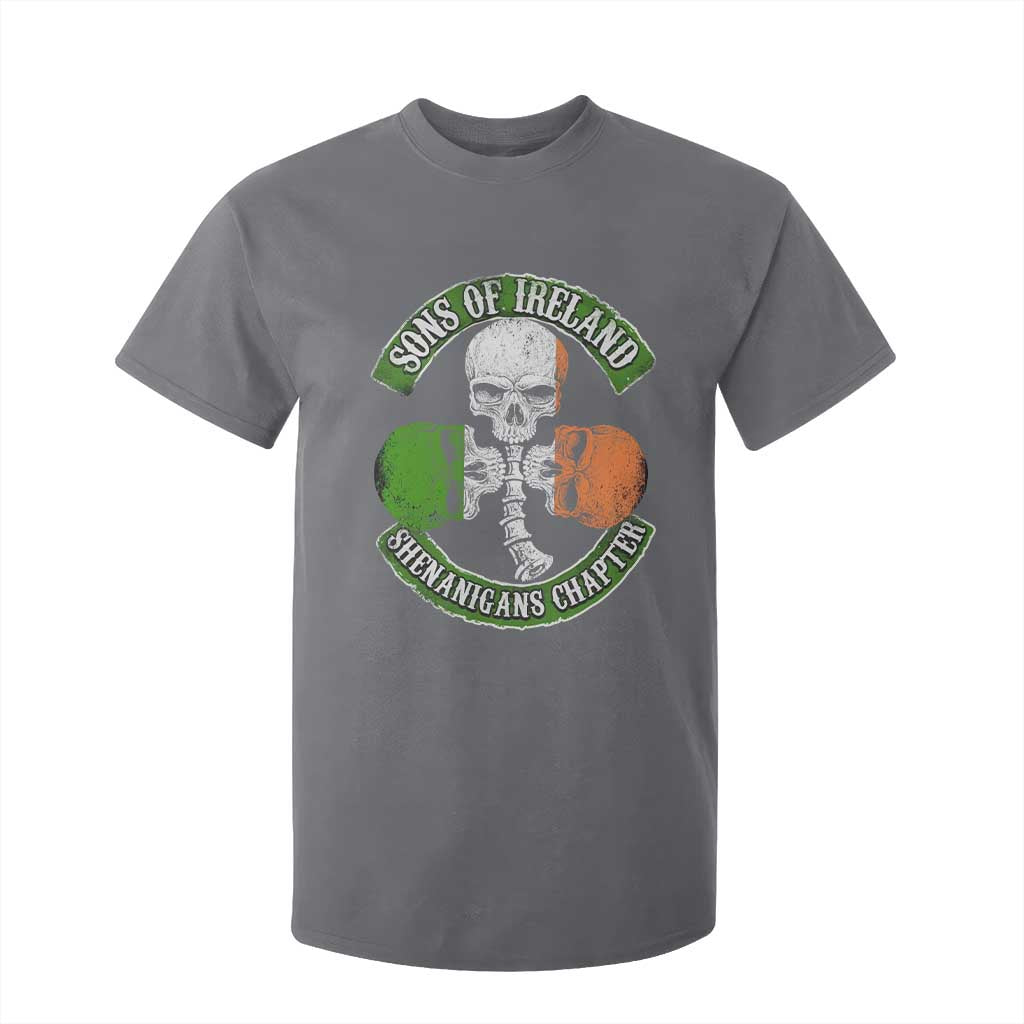 Irish Pride T Shirt For Kid Sons Of Ireland Shenanigans Chapter Skull Shamrock TS09 Charcoal Print Your Wear