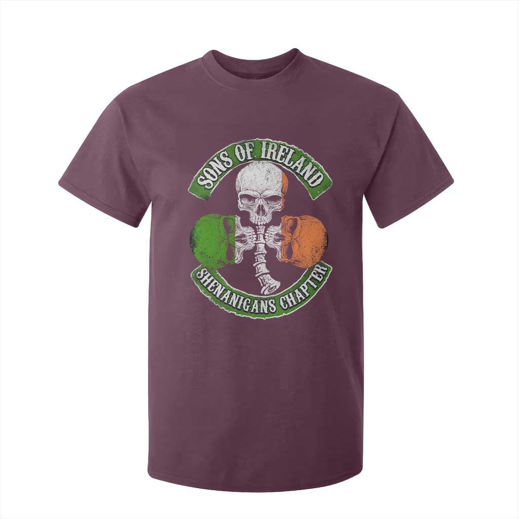 Irish Pride T Shirt For Kid Sons Of Ireland Shenanigans Chapter Skull Shamrock TS09 Maroon Print Your Wear