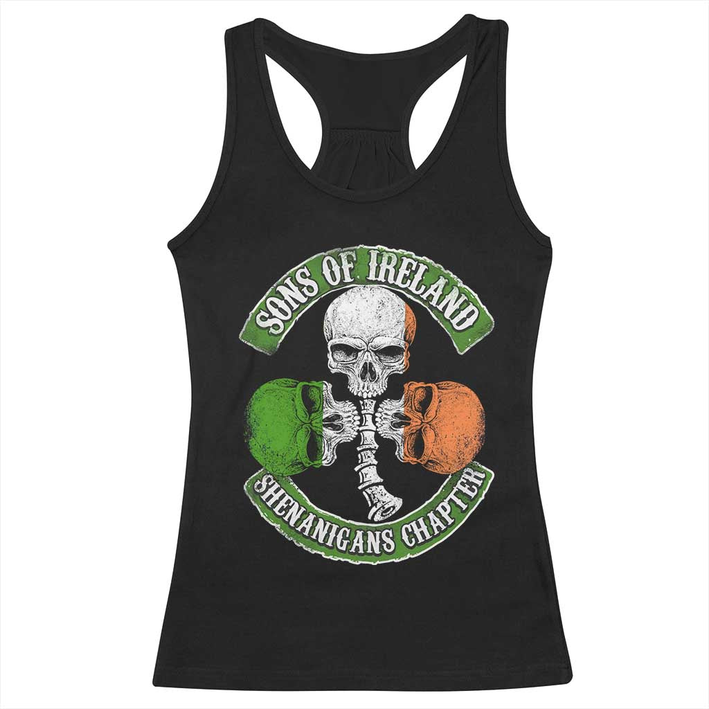 Irish Pride Racerback Tank Top Sons Of Ireland Shenanigans Chapter Skull Shamrock TS09 Black Print Your Wear