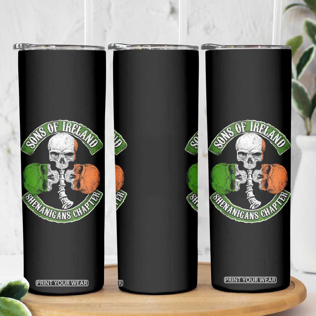 Irish Pride Skinny Tumbler Sons Of Ireland Shenanigans Chapter Skull Shamrock TS09 Print Your Wear
