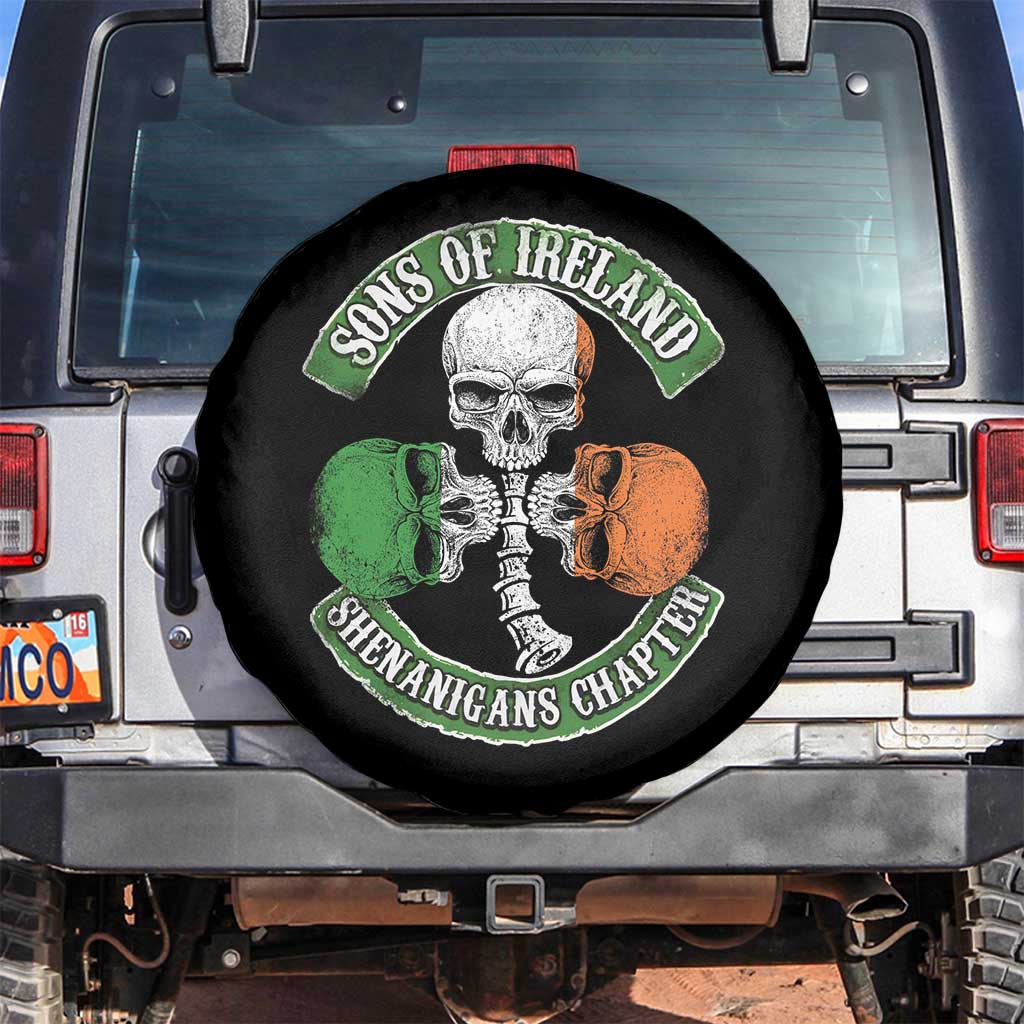 Irish Pride Spare Tire Cover Sons Of Ireland Shenanigans Chapter Skull Shamrock TS09 No hole Black Print Your Wear