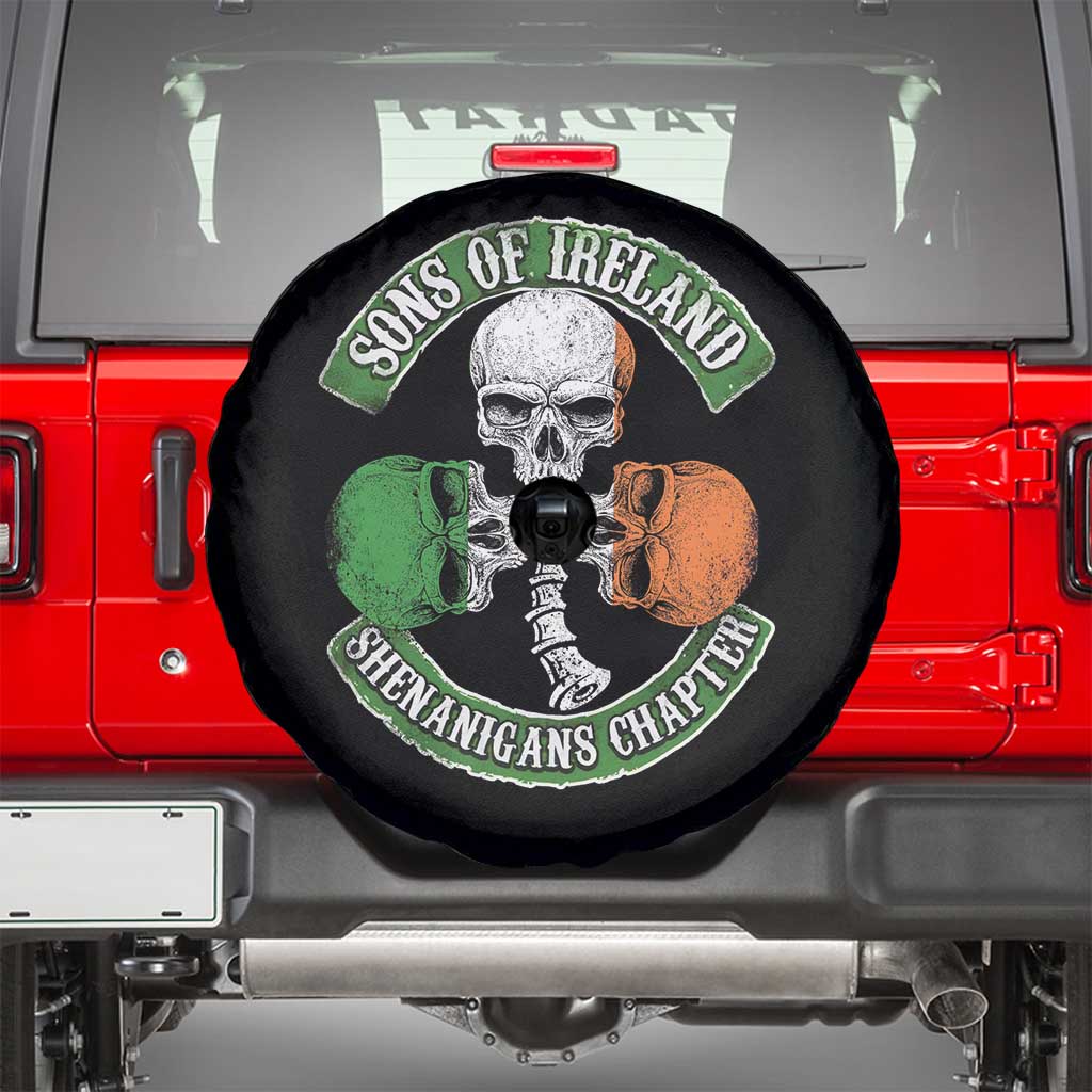 Irish Pride Spare Tire Cover Sons Of Ireland Shenanigans Chapter Skull Shamrock TS09 Black Print Your Wear