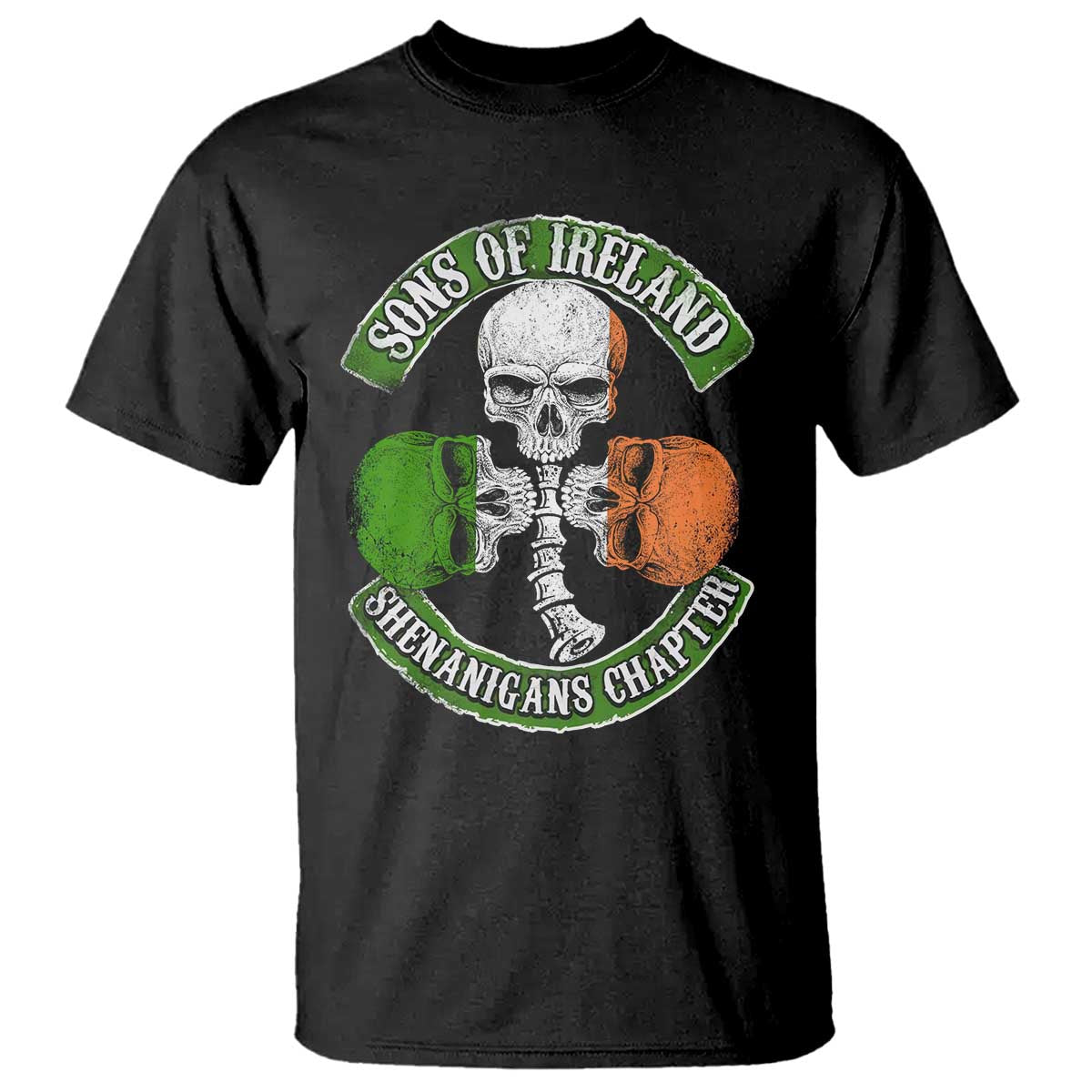 Irish Pride T Shirt Sons Of Ireland Shenanigans Chapter Skull Shamrock TS09 Black Print Your Wear